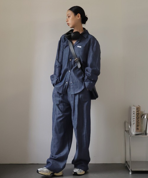 Girly Doll(ガーリードール)の「オーバーデニムシャツとタックワイドデニムセットアップ(セットアップ・レディース・ネイビー・S/M/L)」の17枚目の写真