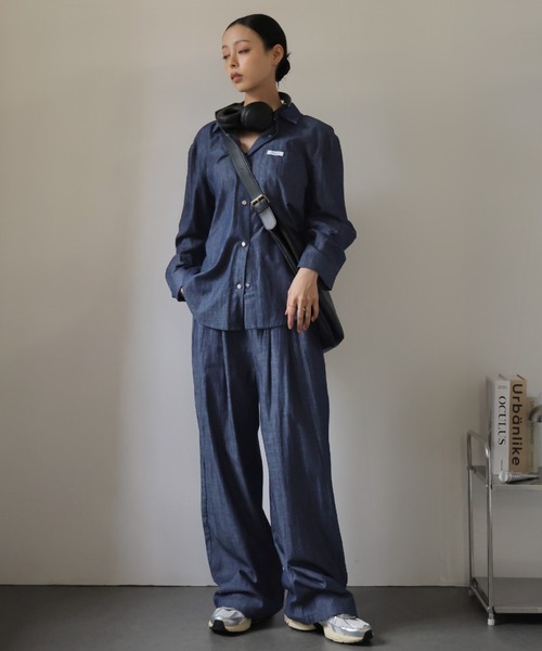 Girly Doll(ガーリードール)の「オーバーデニムシャツとタックワイドデニムセットアップ(セットアップ・レディース・ネイビー・S/M/L)」の18枚目の写真