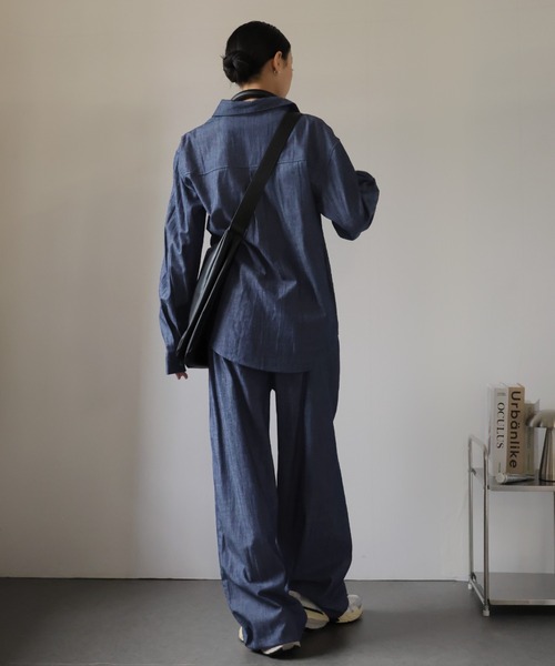 Girly Doll(ガーリードール)の「オーバーデニムシャツとタックワイドデニムセットアップ(セットアップ・レディース・ネイビー・S/M/L)」の22枚目の写真