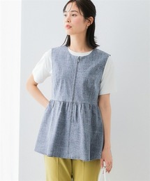 7days Life Styling | 洗える麻調合繊ペプラムジレ(接触冷感・防しわ・ストレッチ・UVカット)(ベスト)