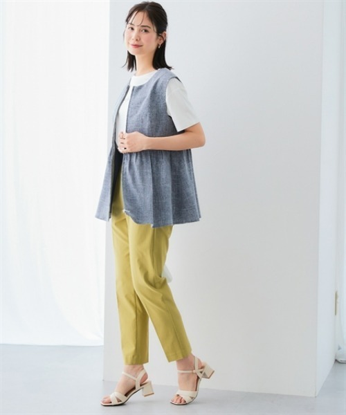 7days Life Styling（セブンデイズライフスタイリング）の「洗える麻調合繊ペプラムジレ（接触冷感・防しわ・ストレッチ・UVカット）（ベスト・レディース・ベージュ系/ネイビー系・S/M/L/LL）」の10枚目の写真