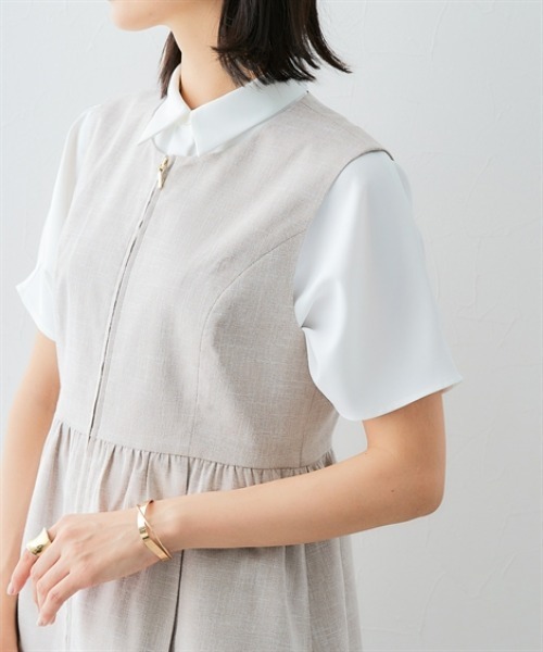 7days Life Styling（セブンデイズライフスタイリング）の「洗える麻調合繊ペプラムジレ（接触冷感・防しわ・ストレッチ・UVカット）（ベスト・レディース・ベージュ系/ネイビー系・S/M/L/LL）」の18枚目の写真