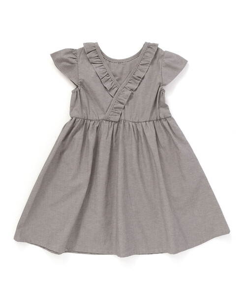 BeBe Petits Pois Vert（ベベプチポワヴェール）の「【店舗限定】【前後着用可能】ダンガリーフリル襟カシュクールワンピース(95~150cm)（ワンピース・キッズ・ネイビー/グレー・140cm/150cm/110cm/100cm/120cm/130cm/95cm）」の15枚目の写真