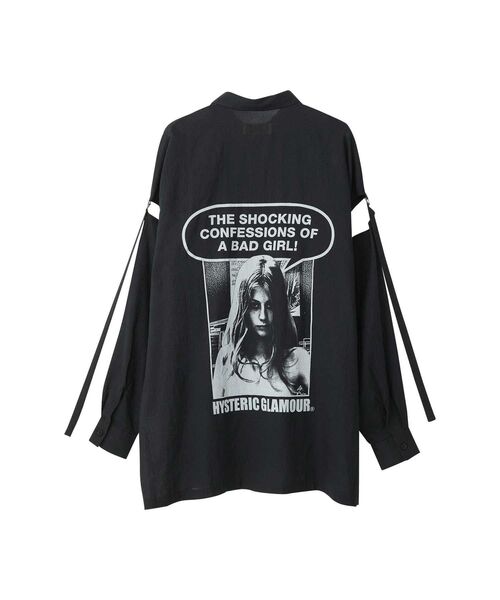 HYSTERIC GLAMOUR 長袖シャツ　シャツ　ドレスシャツ　XXX 黒 SHOCKING BAD GIRL スリットスリーブシャツ（シャツ/ブラウス
