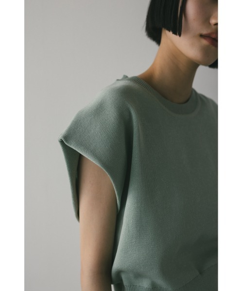 STYLE MIXER ショルダータックショートニット グレー STYLEMIXER | ショルダータックショートニット (タンクトップ