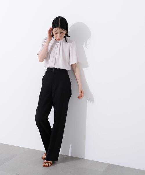 N.（N. Natural Beauty Basic）（エヌエヌナチュラルビューティーベーシック）の「フロントタックフレアスリーブブラウス（シャツ/ブラウス・レディース・ライトベージュ/オフホワイト/ブルー・MEDIUM）」の9枚目の写真