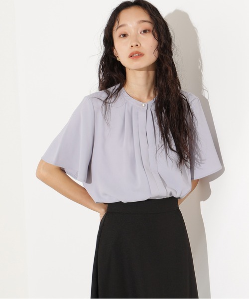 N.（N. Natural Beauty Basic）（エヌエヌナチュラルビューティーベーシック）の「フロントタックフレアスリーブブラウス（シャツ/ブラウス・レディース・ライトベージュ/オフホワイト/ブルー・MEDIUM）」の3枚目の写真