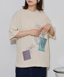MANYMENMANYMINDS 古着風 半袖Tシャツ ピグメント スプレー加工 プリント 刺繍