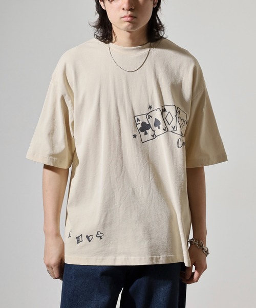 many men many mind(メニーメンメニーマインド)の「MANYMENMANYMINDS 古着風 半袖Tシャツ ピグメント スプレー加工 プリント 刺繍(Tシャツ/カットソー・メンズ・ブラック系1/アイボリー系1/アイボリー系/ブラック/ブラック系/アイボリー・L/XL/M)」の21枚目の写真