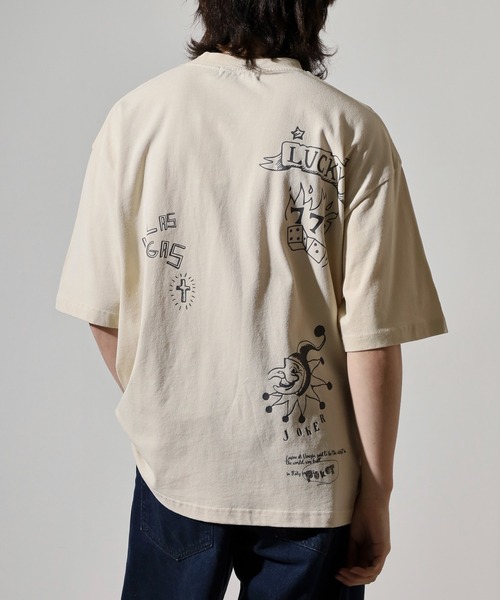 many men many mind(メニーメンメニーマインド)の「MANYMENMANYMINDS 古着風 半袖Tシャツ ピグメント スプレー加工 プリント 刺繍(Tシャツ/カットソー・メンズ・ブラック系1/アイボリー系1/アイボリー系/ブラック/ブラック系/アイボリー・L/XL/M)」の22枚目の写真