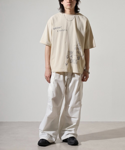 many men many mind(メニーメンメニーマインド)の「MANYMENMANYMINDS 古着風 半袖Tシャツ ピグメント スプレー加工 プリント 刺繍(Tシャツ/カットソー・メンズ・ブラック系1/アイボリー系1/アイボリー系/ブラック/ブラック系/アイボリー・L/XL/M)」の13枚目の写真