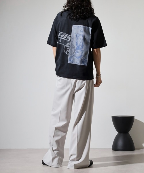 many men many mind(メニーメンメニーマインド)の「MANYMENMANYMINDS 古着風 半袖Tシャツ ピグメント スプレー加工 プリント 刺繍(Tシャツ/カットソー・メンズ・ブラック系1/アイボリー系1/アイボリー系/ブラック/ブラック系/アイボリー・L/XL/M)」の8枚目の写真