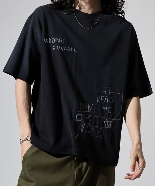 many men many mind(メニーメンメニーマインド)の「MANYMENMANYMINDS 古着風 半袖Tシャツ ピグメント スプレー加工 プリント 刺繍(Tシャツ/カットソー・メンズ・ブラック系1/アイボリー系1/アイボリー系/ブラック/ブラック系/アイボリー・L/XL/M)」の16枚目の写真