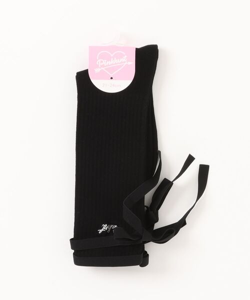 PINKHUNT(ピンクハント)の「PINKHUNT ピンクハント レースアップ ハイソックス 0731(ソックス/靴下・キッズ・ホワイト/ブラック・21-24cm/17-20)」の9枚目の写真