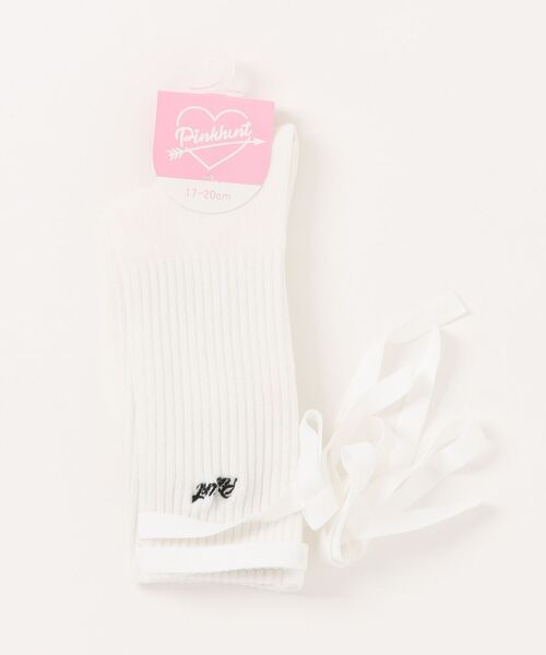 PINKHUNT(ピンクハント)の「PINKHUNT ピンクハント レースアップ ハイソックス 0731(ソックス/靴下・キッズ・ホワイト/ブラック・21-24cm/17-20)」の3枚目の写真