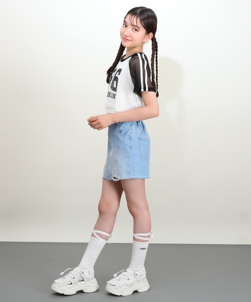 PINKHUNT(ピンクハント)の「PINKHUNT ピンクハント レースアップ ハイソックス 0731(ソックス/靴下・キッズ・ホワイト/ブラック・21-24cm/17-20)」の4枚目の写真