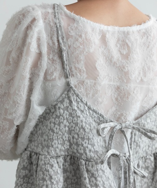 Lunea(ルネア)の「2way花柄ジャガードぺプラムビスチェ/キャミソール(キャミソール・レディース・グレー/ブラック/ライトブルー/ベージュ/ホワイト・FREE)」の16枚目の写真