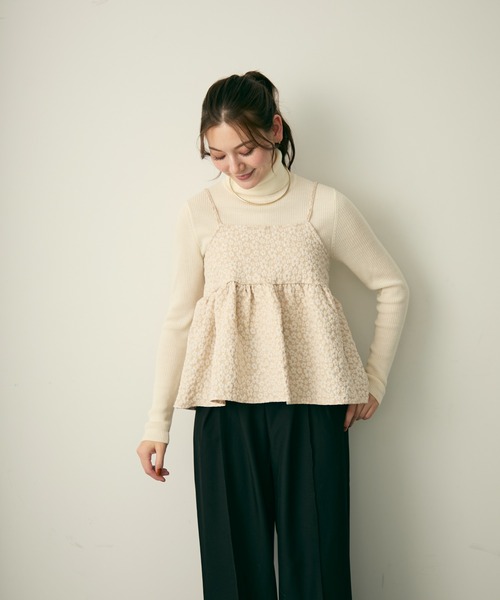 セール】2way花柄ジャガードぺプラムビスチェ/キャミソール