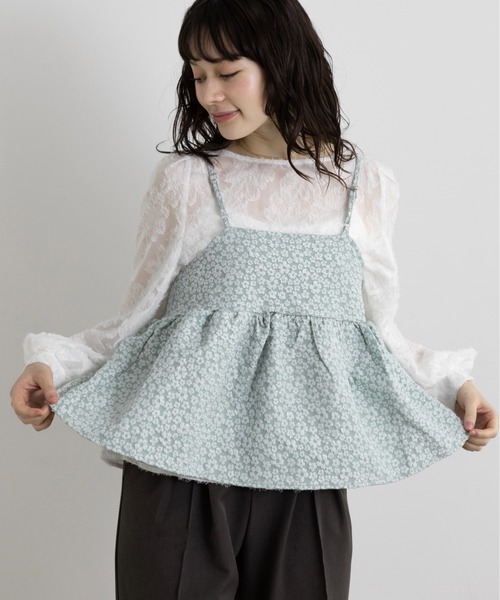 Lunea(ルネア)の「2way花柄ジャガードぺプラムビスチェ/キャミソール(キャミソール・レディース・グレー/ブラック/ライトブルー/ベージュ/ホワイト・FREE)」の18枚目の写真