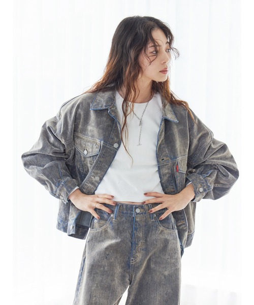 ungrid フロッキー起毛デニムジャケット セール】フロッキー起毛デニムジャケット（デニムジャケット