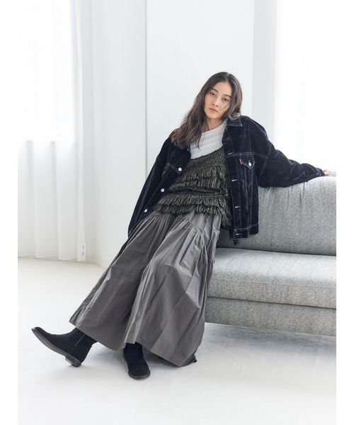 Ungrid(アングリッド)の「フロッキー起毛デニムジャケット(デニムジャケット・レディース・ベージュ/ブラック・FREE)」の15枚目の写真