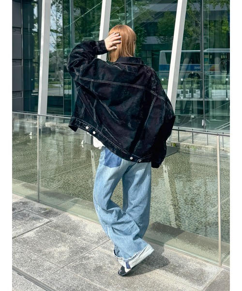 Ungrid(アングリッド)の「フロッキー起毛デニムジャケット(デニムジャケット・レディース・ベージュ/ブラック・FREE)」の18枚目の写真