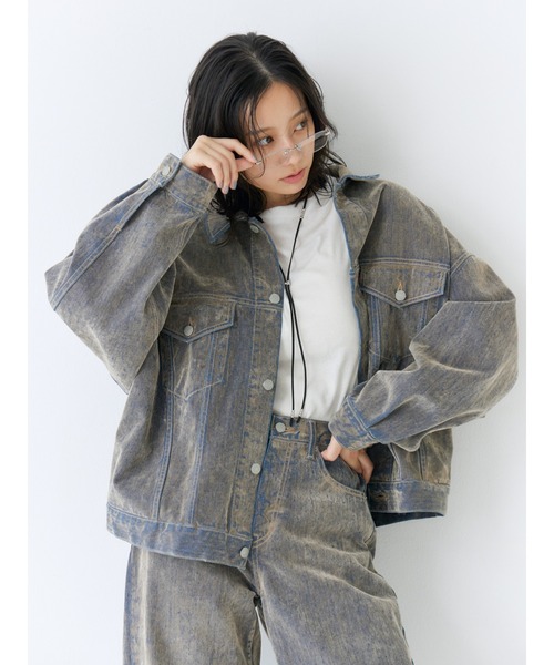 Ungrid フロッキー起毛デニムジャケット&カーブデニム フロッキー起毛デニムジャケット（デニムジャケット）｜Ungrid