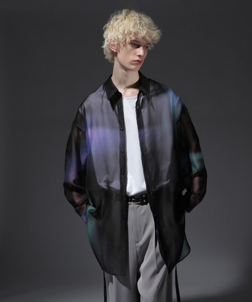 HARE(ハレ)の「REFLECTIONシアーロングシャツ(HARE)(シャツ/ブラウス・メンズ・ホワイト系その他/ブラック系その他・FREE)」の2枚目の写真