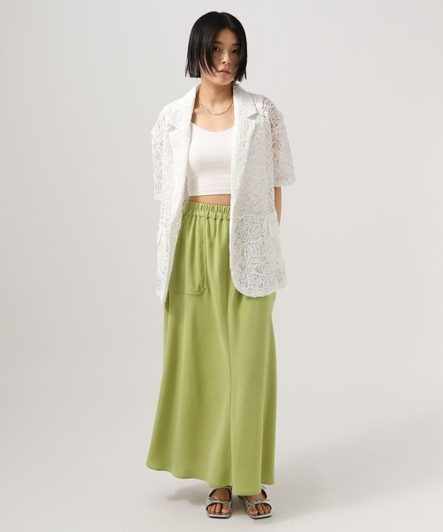 BAYFLOW（ベイフロー）の「ラスターバイアスナロースカート（スカート・レディース・ブラック/ブラウン/ライトグリーン・FREE）」の6枚目の写真