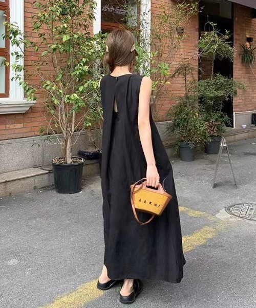 セール】バックオープンノースリーブワンピース（ワンピース