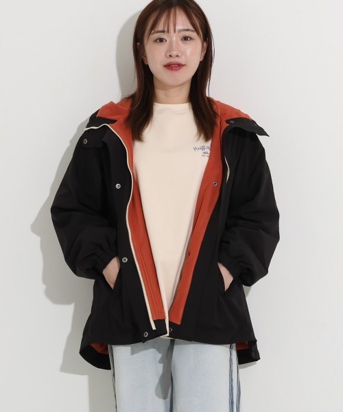 KRIFF MAYER Lady's Collection（クリフメイヤーレディースコレクション）の「【Aライン･ミディアム丈】ゆったりAラインマンパ（マウンテンパーカー・レディース・ブラック/その他5/パープル/ベージュ/カラフル/グリーン・LARGE/MEDIUM）」の2枚目の写真