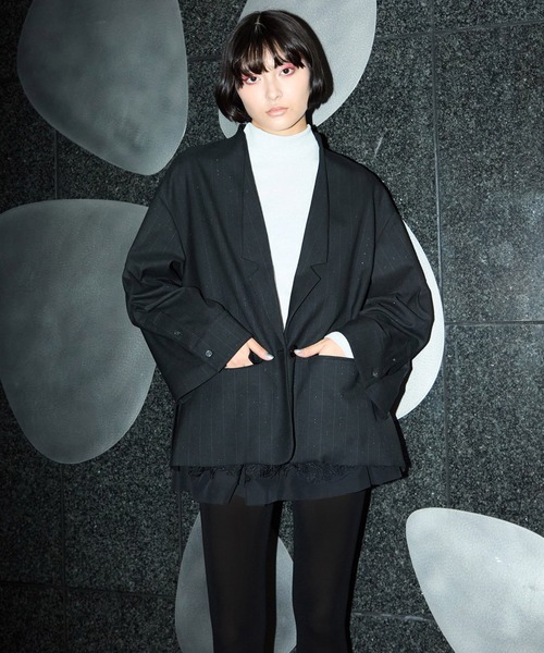 seyto サイズ2 / ラメストライプレイヤードテイラージャケット seyto サイズ2 / ラメストライプレイヤードテイラージャケット seyto