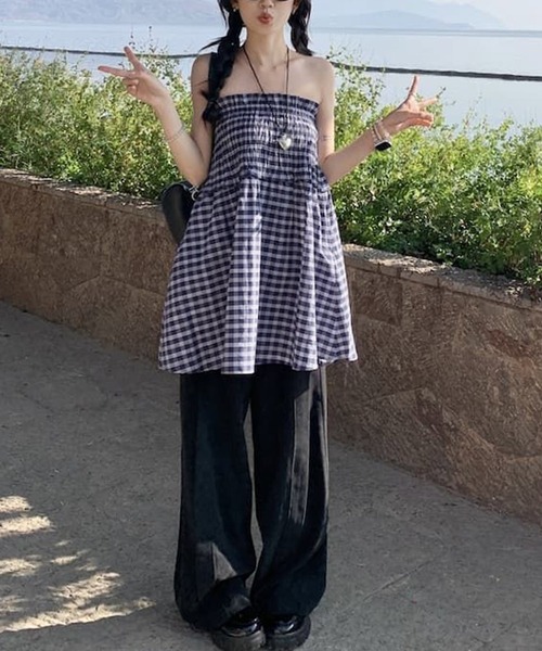 MEMECLE（メメクル）の「【 MEMECLE / メメクル 】2way チェックミディスカート（スカート・レディース・ネイビー・SMALL/MEDIUM/LARGE）」の3枚目の写真