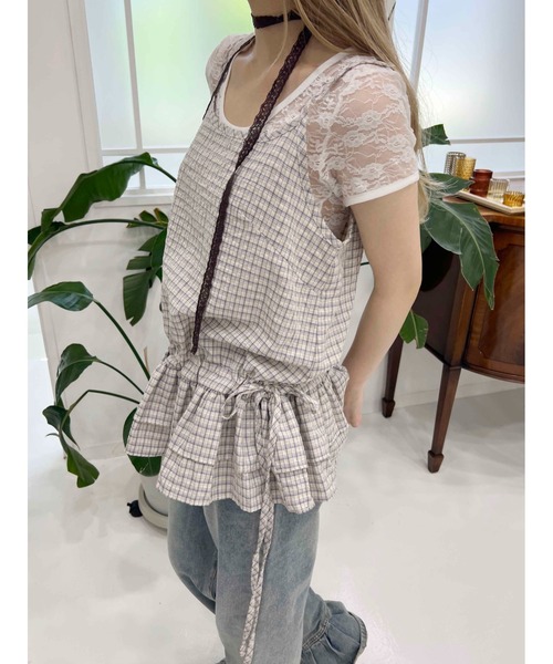 WC（ダブル シー）の「サイドリボンチェックキャミチュニック（その他トップス・レディース・ブラック/ホワイト/ホワイト系その他・FREE）」の10枚目の写真