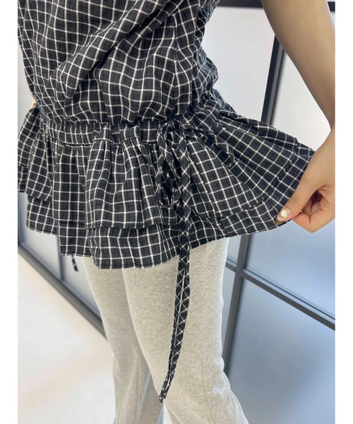 WC（ダブル シー）の「サイドリボンチェックキャミチュニック（その他トップス・レディース・ブラック/ホワイト/ホワイト系その他・FREE）」の13枚目の写真