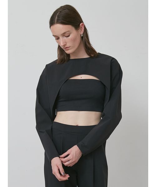 styling/（スタイリング）の「【S/S(エスバイエス)】2WAYトップス＜ウォッシャブル・UV・接触冷感＞（Tシャツ/カットソー・レディース・ベージュ/ブラック・F）」の5枚目の写真