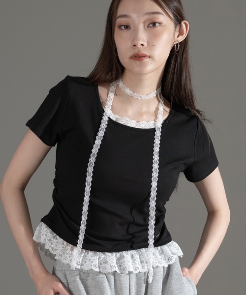 レースタイ付きプルオーバー【ZOZOTOWN限定アイテム】（Tシャツ
