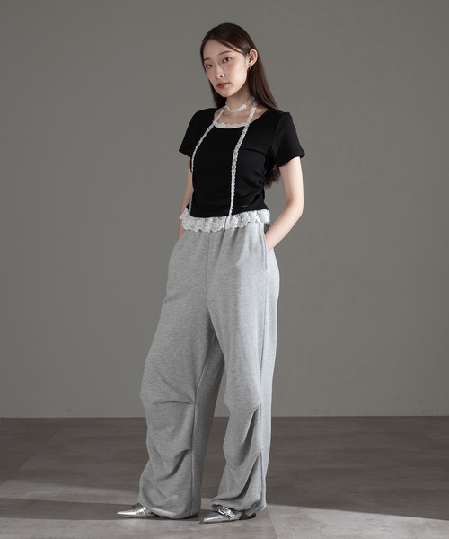 apres jour mignon(アプレジュールミニョン)の「レースタイ付きプルオーバー【ZOZOTOWN限定アイテム】(Tシャツ/カットソー・レディース・チャコールグレー/杢グレー/ブラック・フリー/X-LARGE)」の6枚目の写真
