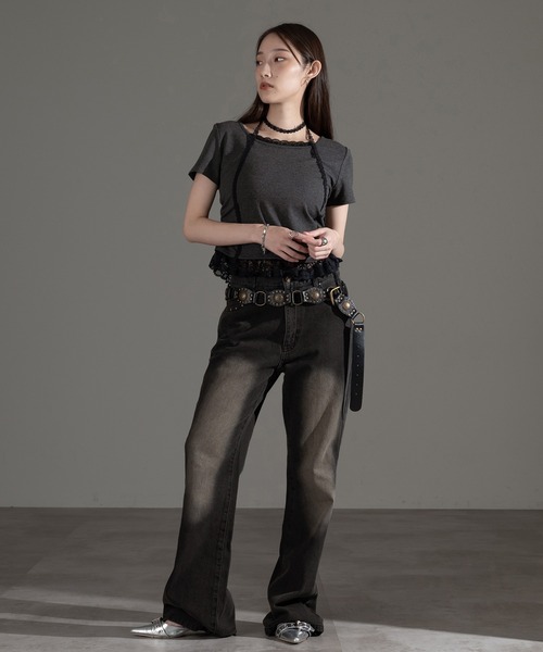 apres jour mignon(アプレジュールミニョン)の「レースタイ付きプルオーバー【ZOZOTOWN限定アイテム】(Tシャツ/カットソー・レディース・チャコールグレー/杢グレー/ブラック・フリー/X-LARGE)」の8枚目の写真
