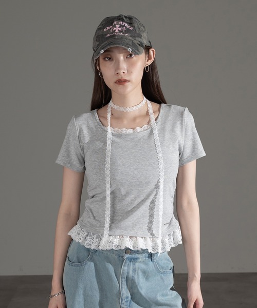 apres jour mignon(アプレジュールミニョン)の「レースタイ付きプルオーバー【ZOZOTOWN限定アイテム】(Tシャツ/カットソー・レディース・チャコールグレー/杢グレー/ブラック・フリー/X-LARGE)」の9枚目の写真