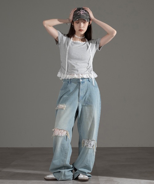 apres jour mignon(アプレジュールミニョン)の「レースタイ付きプルオーバー【ZOZOTOWN限定アイテム】(Tシャツ/カットソー・レディース・チャコールグレー/杢グレー/ブラック・フリー/X-LARGE)」の10枚目の写真