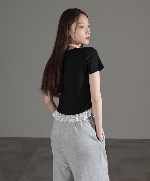apres jour mignon(アプレジュールミニョン)の「レースタイ付きプルオーバー【ZOZOTOWN限定アイテム】(Tシャツ/カットソー・レディース・チャコールグレー/杢グレー/ブラック・フリー/X-LARGE)」の12枚目の写真
