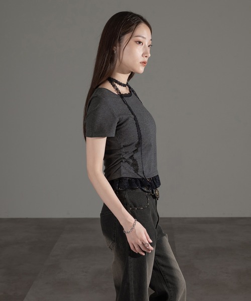 apres jour mignon(アプレジュールミニョン)の「レースタイ付きプルオーバー【ZOZOTOWN限定アイテム】(Tシャツ/カットソー・レディース・チャコールグレー/杢グレー/ブラック・フリー/X-LARGE)」の16枚目の写真