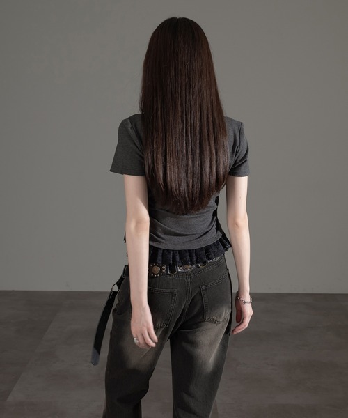 apres jour mignon(アプレジュールミニョン)の「レースタイ付きプルオーバー【ZOZOTOWN限定アイテム】(Tシャツ/カットソー・レディース・チャコールグレー/杢グレー/ブラック・フリー/X-LARGE)」の18枚目の写真