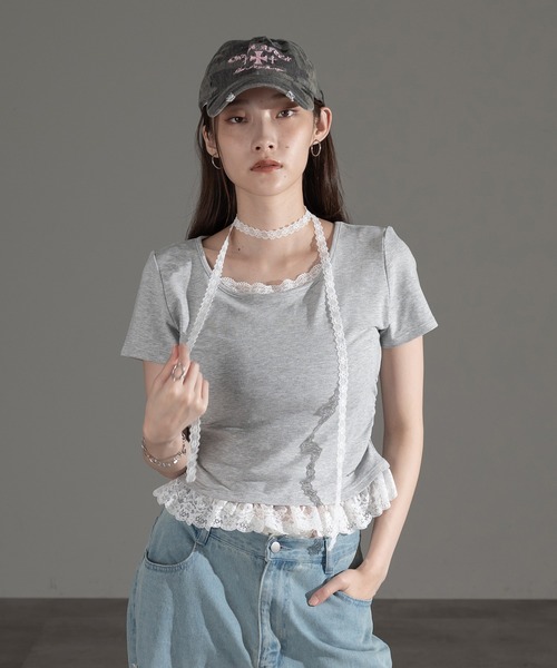apres jour mignon(アプレジュールミニョン)の「レースタイ付きプルオーバー【ZOZOTOWN限定アイテム】(Tシャツ/カットソー・レディース・チャコールグレー/杢グレー/ブラック・フリー/X-LARGE)」の20枚目の写真