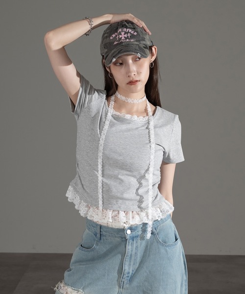 apres jour mignon(アプレジュールミニョン)の「レースタイ付きプルオーバー【ZOZOTOWN限定アイテム】(Tシャツ/カットソー・レディース・チャコールグレー/杢グレー/ブラック・フリー/X-LARGE)」の21枚目の写真