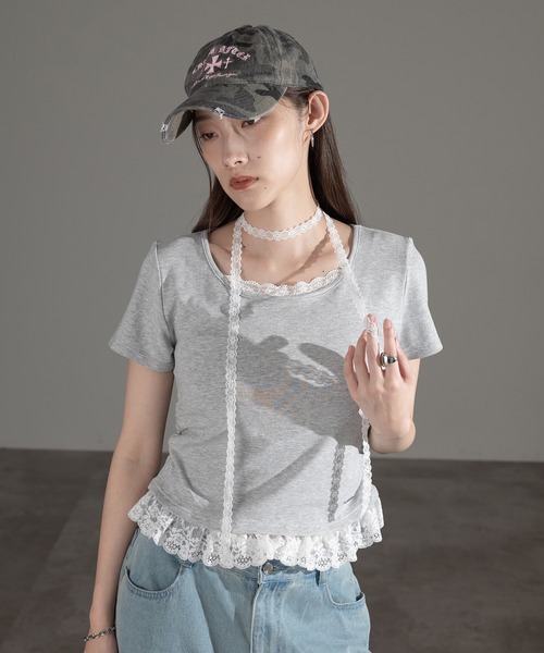 apres jour mignon(アプレジュールミニョン)の「レースタイ付きプルオーバー【ZOZOTOWN限定アイテム】(Tシャツ/カットソー・レディース・チャコールグレー/杢グレー/ブラック・フリー/X-LARGE)」の22枚目の写真