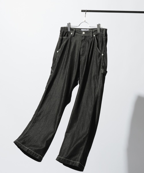 RAGEBLUE(レイジブルー)の「<接触冷感>【BREEZY DENIM/ブリージーデニム】ステッチデニムワイドパンツ【セットアップ対応】(デニムパンツ・メンズ・ブラック/インディゴブルー・LARGE/MEDIUM)」の1枚目の写真