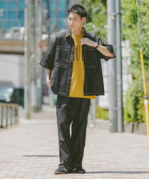 RAGEBLUE(レイジブルー)の「<接触冷感>【BREEZY DENIM/ブリージーデニム】ステッチデニムワイドパンツ【セットアップ対応】(デニムパンツ・メンズ・ブラック/インディゴブルー・LARGE/MEDIUM)」の4枚目の写真