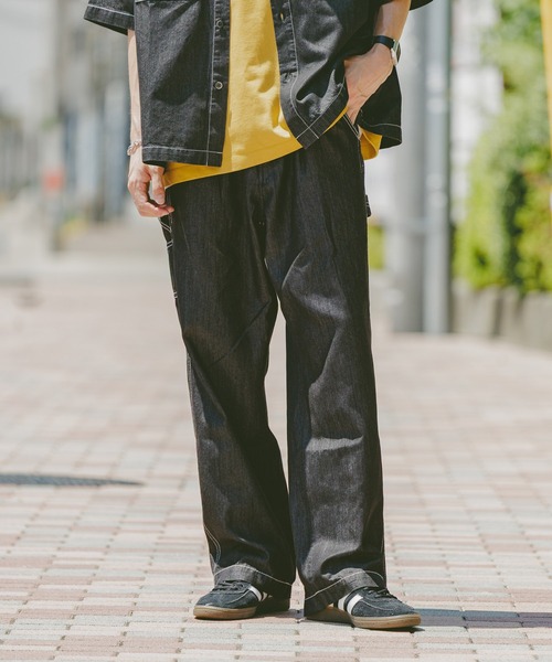 RAGEBLUE(レイジブルー)の「<接触冷感>【BREEZY DENIM/ブリージーデニム】ステッチデニムワイドパンツ【セットアップ対応】(デニムパンツ・メンズ・ブラック/インディゴブルー・LARGE/MEDIUM)」の5枚目の写真